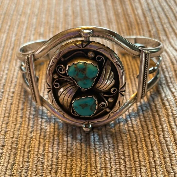 Vintage SS/Kingsman turquoise reversible cuff - Picture 1 of 10